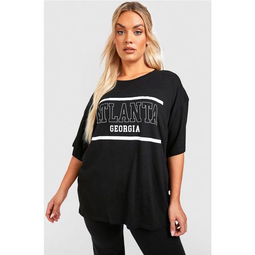 T-shirt Plus Size oversize con scritta Atlanta - boohoo - Modalova