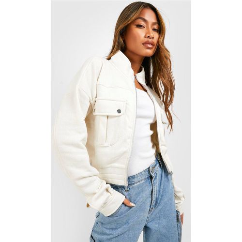 Giacca Bomber con tasche, Bianco - boohoo - Modalova