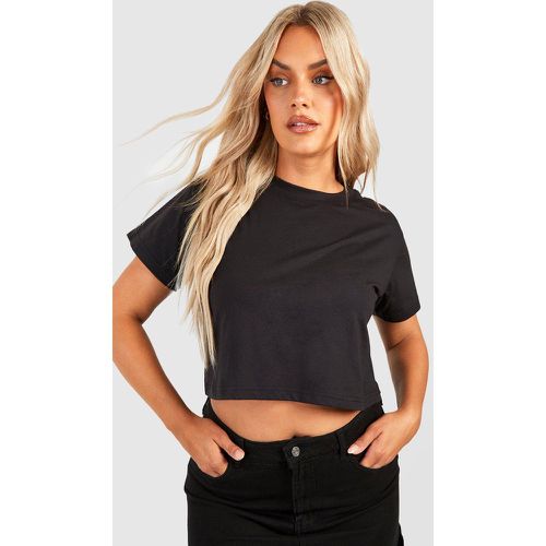 Camiseta Plus Crop Recta, Negro - boohoo - Modalova