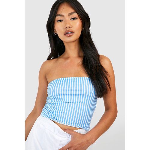 Top a fascia a righe, Azzurro - boohoo - Modalova