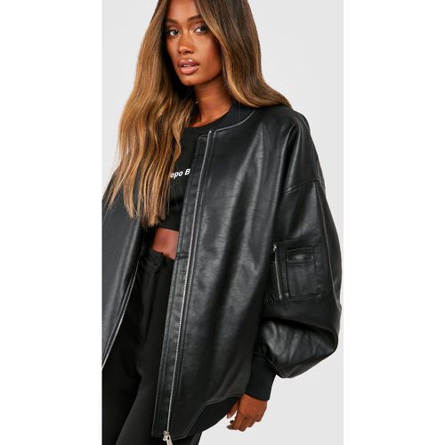 Chaqueta Bomber Oversize De Cuero Sintético - boohoo - Modalova