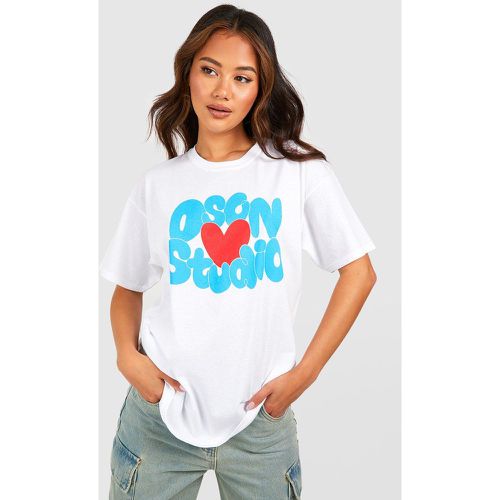 Camiseta Oversize Con Estampado Dsgn Studio De Corazón - boohoo - Modalova
