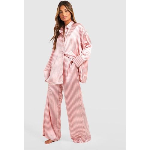 Set pigiama oversize a righe rosa - boohoo - Modalova