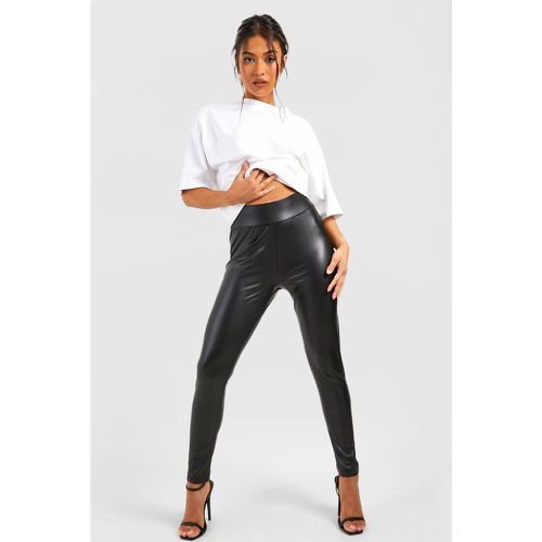 Legging Petite super elasticizzati modellanti in vita effetto pelle - boohoo - Modalova