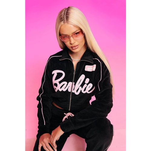 Chaqueta Crop De Terciopelo Con Cremallera De Barbie - boohoo - Modalova