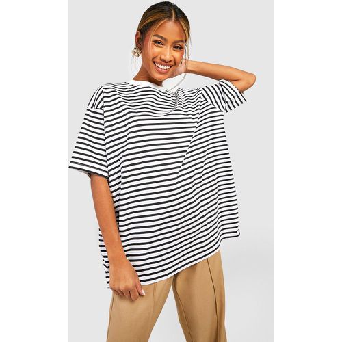 Camiseta Básica Oversize De Algodón Con Rayas - boohoo - Modalova