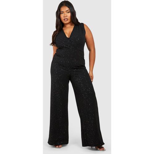 Tuta intera scaldacuore Plus Size a gamba ampia glitterata - boohoo - Modalova