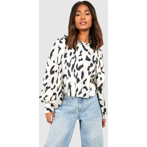 Blusa De Leopardo Con Mangas Bombachas - boohoo - Modalova