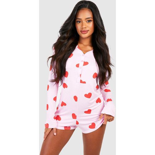 Mono De San Valentín Con Botones Y Estampado De Corazones - boohoo - Modalova