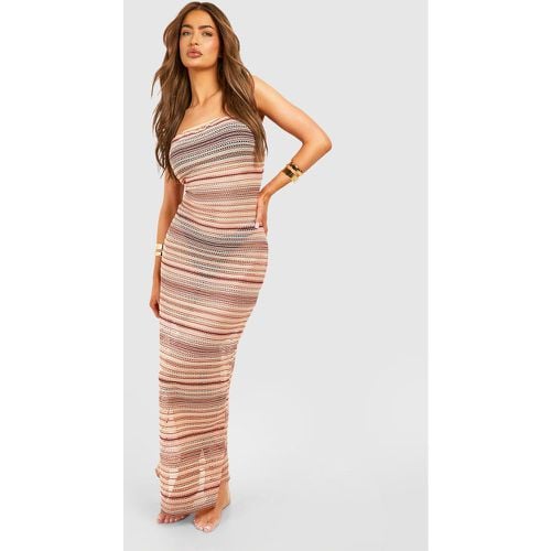 Vestido Maxi Para La Playa Palabra De Honor De Croché Con Rayas - boohoo - Modalova