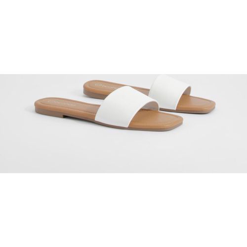 Minimal Mule Sandals, Blanco - boohoo - Modalova