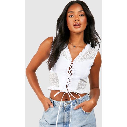 Corsetto con laccetti, Bianco - boohoo - Modalova