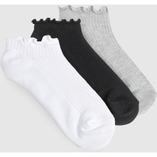 Pack De 3 Pares De Calcetines Deportivos De Canalé Con Ribete De Volante - boohoo - Modalova