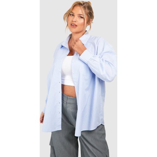 Camicia Plus Size a righe, Azzurro - boohoo - Modalova