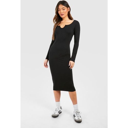 Vestido Midi De Manga Larga Y Tela Jersey Con Corte En El Escote - boohoo - Modalova