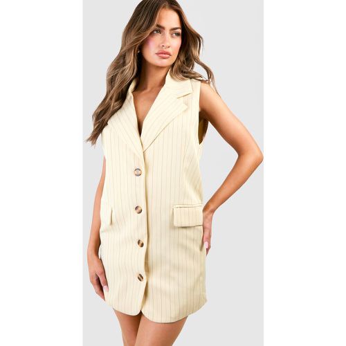 Vestito Blazer oversize smanicato a righe - boohoo - Modalova