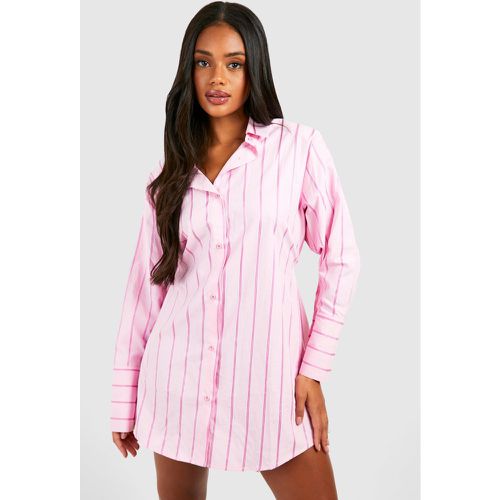 Vestito camicia a righe con coulisse in vita - boohoo - Modalova