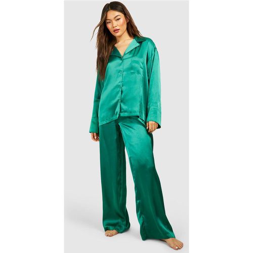 Pijama Oversize De Raso, Verde - boohoo - Modalova