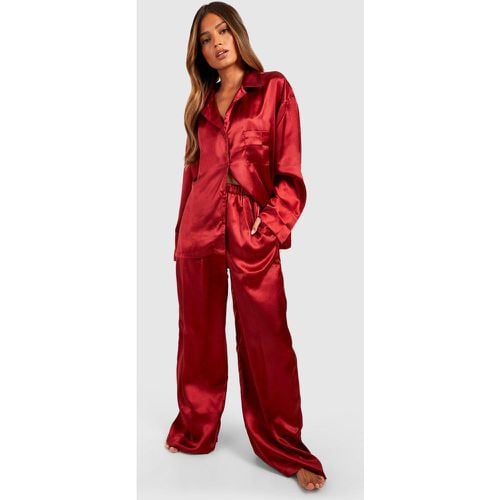 Pijama Oversize De Raso, Rojo - boohoo - Modalova