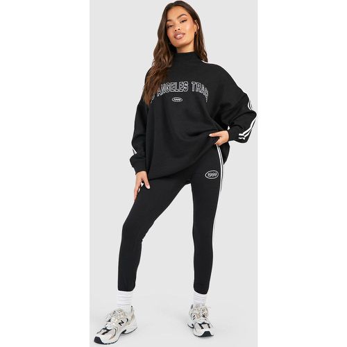 Set felpa a collo alto con slogan Los Angeles & legging - boohoo - Modalova