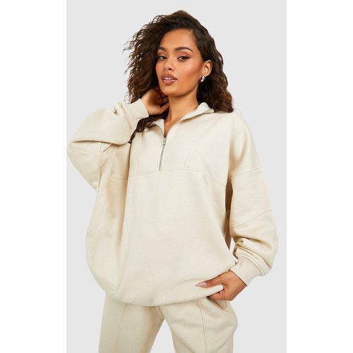 Felpa oversize con zip corta e cuciture - boohoo - Modalova