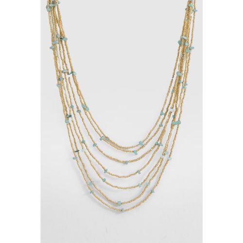 Layered Beaded Necklace, Azul - boohoo - Modalova