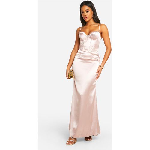 Vestito maxi a corsetto in raso con spalline - boohoo - Modalova