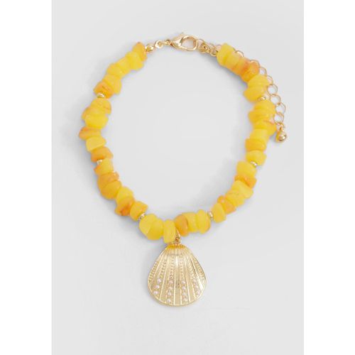 Beaded Shell Bracelet, Naranja - boohoo - Modalova