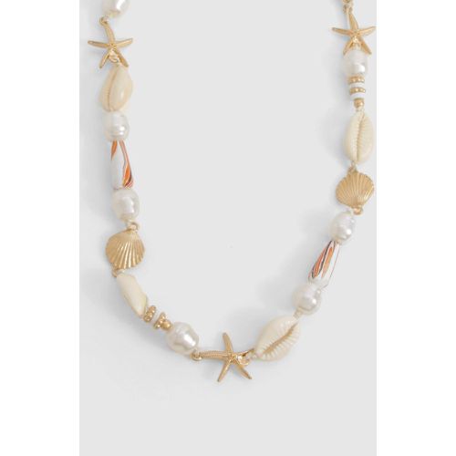 Collana di perle con conchiglie e stelle marine - boohoo - Modalova