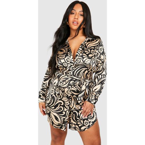 Vestito camicia Plus Size con stampa - boohoo - Modalova