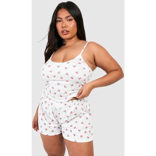 Pantalón Corto De Pijama Plus Aterciopelado Con Estampado De Cerezas - boohoo - Modalova