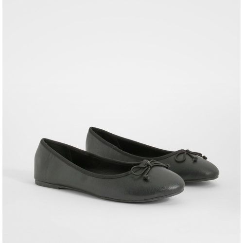 Bow Detail Ballet Flats, Negro - boohoo - Modalova