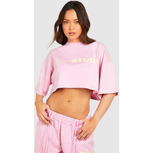 Washed Boxy Crop T-Shirt, Pink - boohoo - Modalova