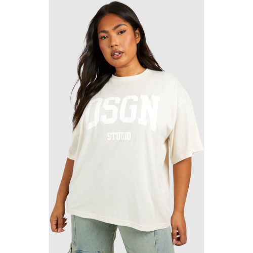 Plus Dsgn Oversized T-Shirt, Beige - boohoo - Modalova