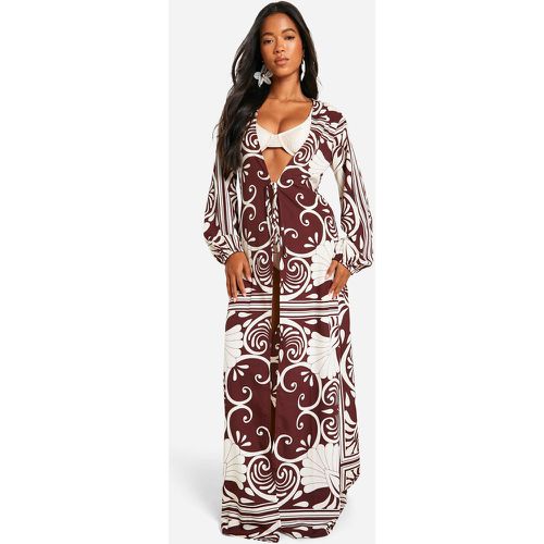 Copricostume maxi da mare in fantasia astratta - boohoo - Modalova