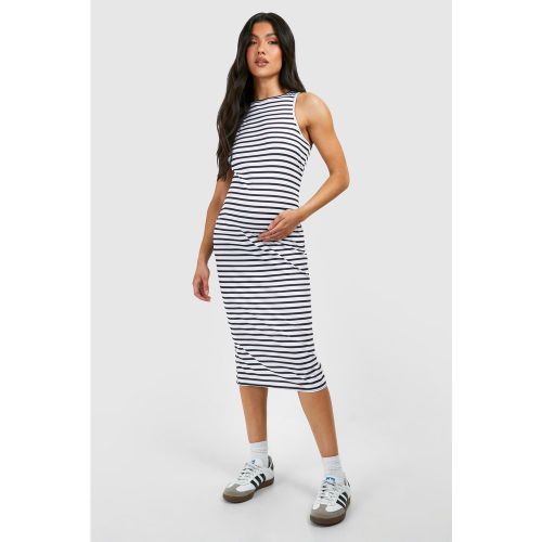 Vestito midi Premaman a righe con scollo a vogatore - boohoo - Modalova