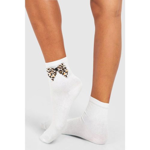 Calcetines Con Estampado De Leopardo Y Lazo - boohoo - Modalova