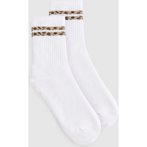 Leopard Double Stripe Sports Sock - boohoo - Modalova