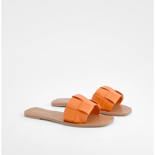 Woven Slip On Flat Sandals, Naranja - boohoo - Modalova