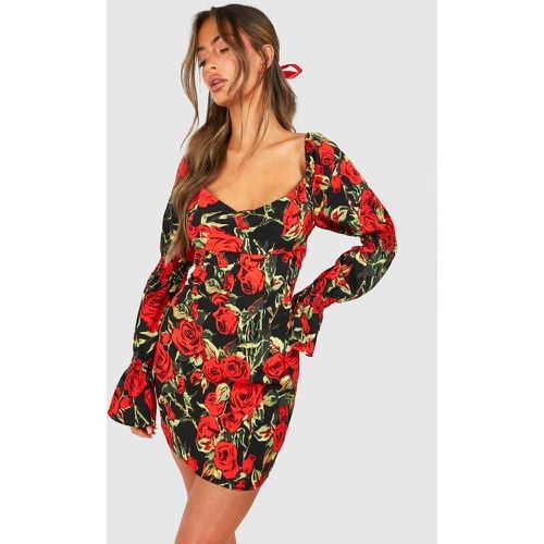 Vestido Mini Estilo Corsé Con Estampado De Rosas - boohoo - Modalova