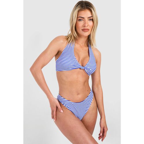 Stripe Halterneck Padded Bikini Set - boohoo - Modalova