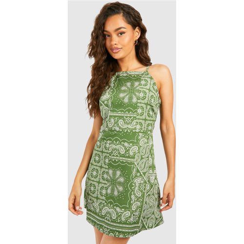 Paisley Print Mini Dress, Verde - boohoo - Modalova