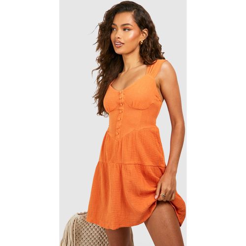 Vestido Estilo Mesonera De Algodón Texturizado - boohoo - Modalova