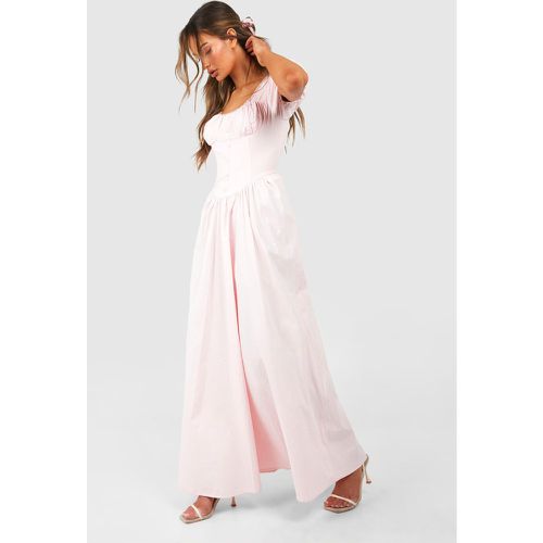 Vestito maxi stile Milkmaid con maniche a sbuffo - boohoo - Modalova