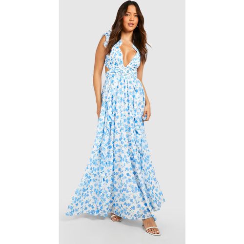 Floral Ruffle Cut Out Maxi Dress - boohoo - Modalova