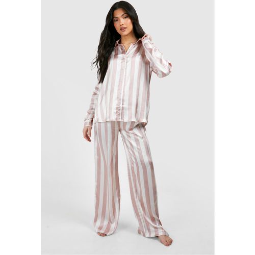 Maternity Satin Stripe Pyjama Trouser Set - boohoo - Modalova