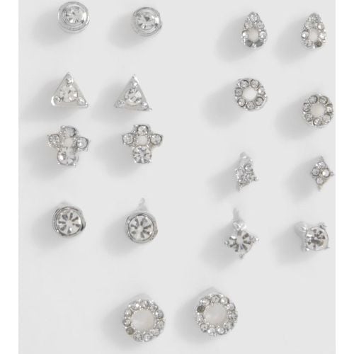 Orecchini color argento decorati - set di 9 paia - boohoo - Modalova