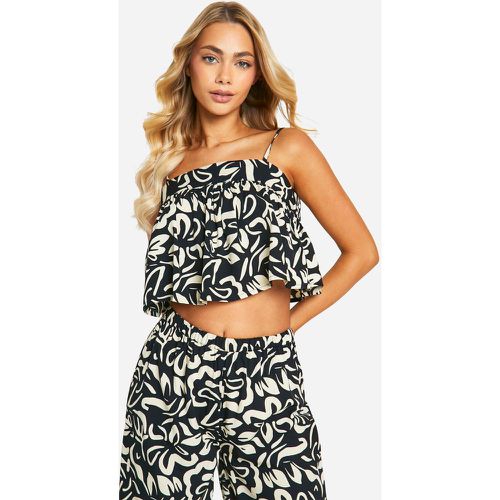 Crop top con stampa monocromatica, scollo quadrato e spalline - boohoo - Modalova