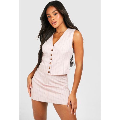 Tonal Stripe Fitted Waistcoat, Pink - boohoo - Modalova