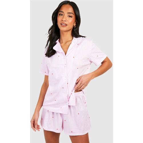 Petite Pinstripe Short Sleeve Pyjama Set - boohoo - Modalova